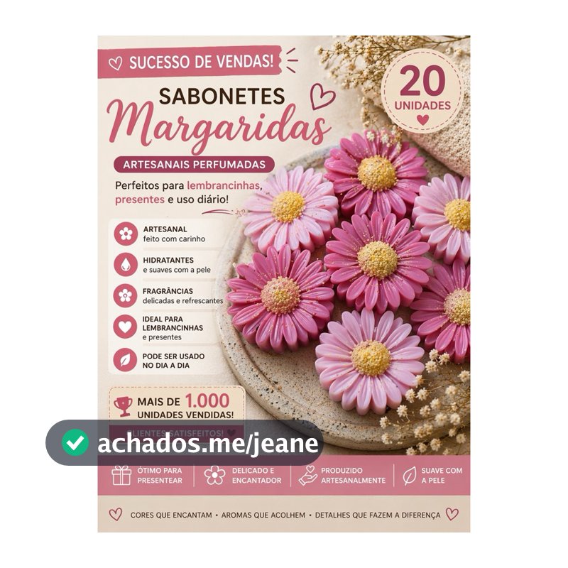 Kit 20 Sabonetes Artesanais Margaridas Perfumadas | Lembrancinhas Delicadas para Presente