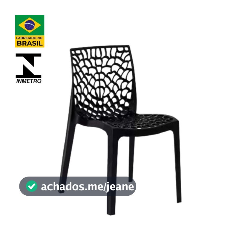 Cadeira Gruvyer Design Preto Sala Cozinha Jantar Área Gourmet Empilhável