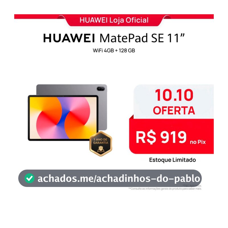 HUAWEI MatePad SE 11" | Tablet | Design de Corpo Único em Metal | 7700 mAh + Superbateria de 22,5 W
