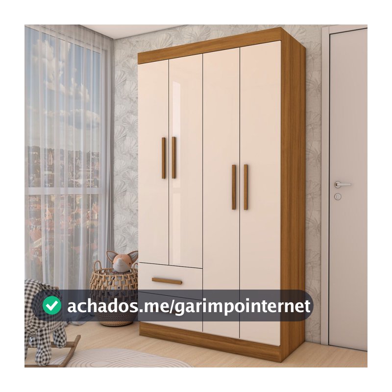 Guarda-Roupa Infantil Linho 4 Portas 2 Gavetas - Panorama Móveis