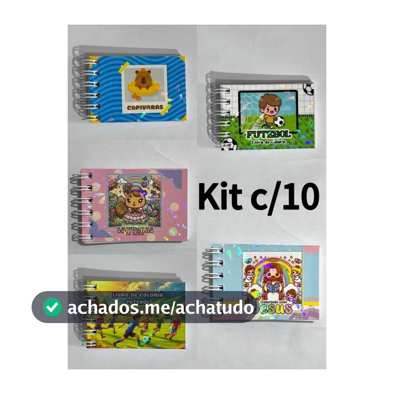 Kit 5/10/15/20 Mini Chaveiro Cadernos 7,5x5,5cm Infantis para Colorir Lembranças Brindes para Festas Temas Sortidos