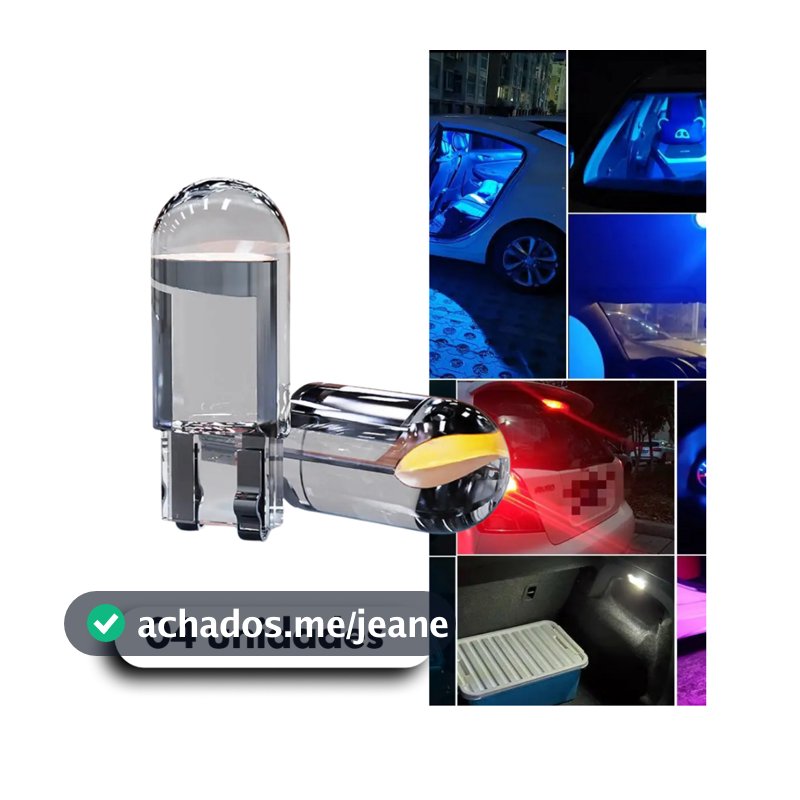 kit 4 Lâmpada Led Pingo T10 Carro Diversas Cores 9mm 23mm 0,36W-COB Corrente 0,03A - DC12V