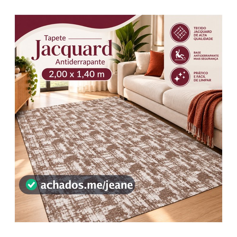 Tapete Sala Antiderrapante 2,00x1,40m Luxo Moderno Decorativo Quarto Escritório