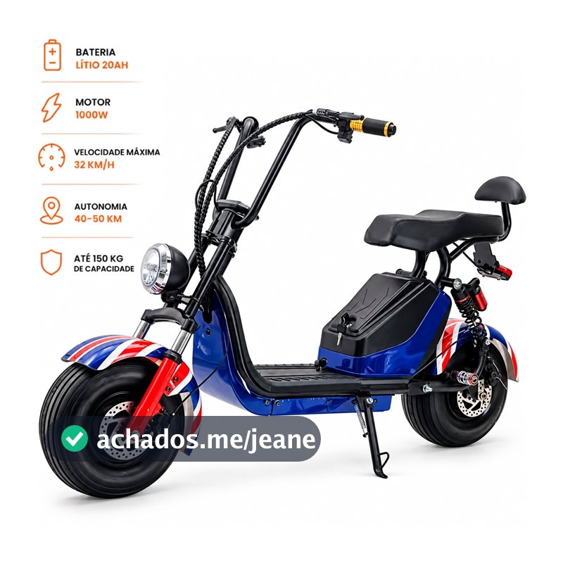 Scooter Elétrica 1000W Motinha Elétrica 32km/h Bicicleta Elétrica Até 150kg