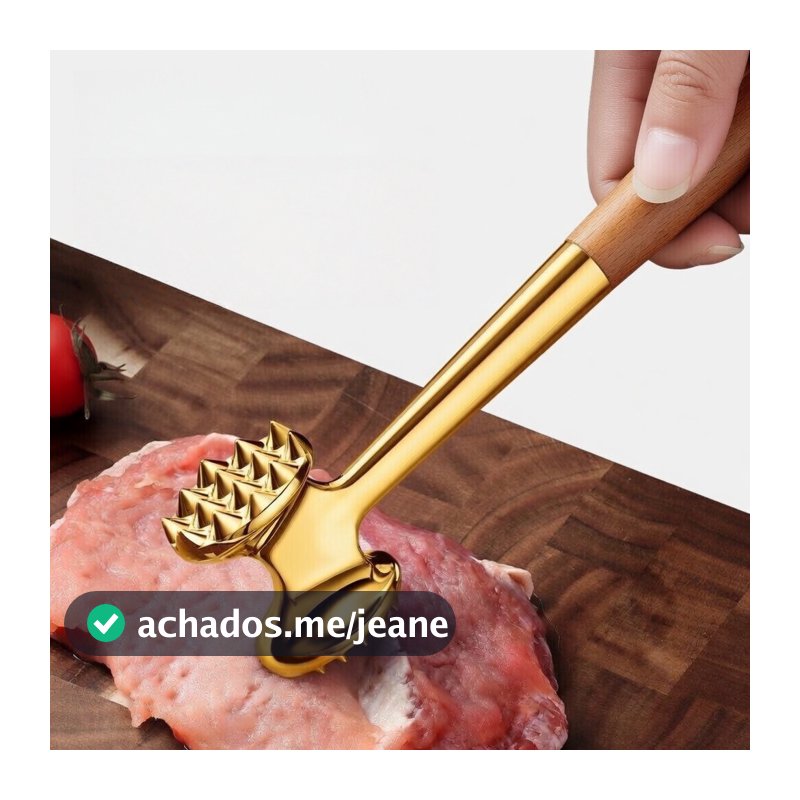 Martelo Amaciador De Carne Aço Inox 22cm Para Bife Frango Cozinha