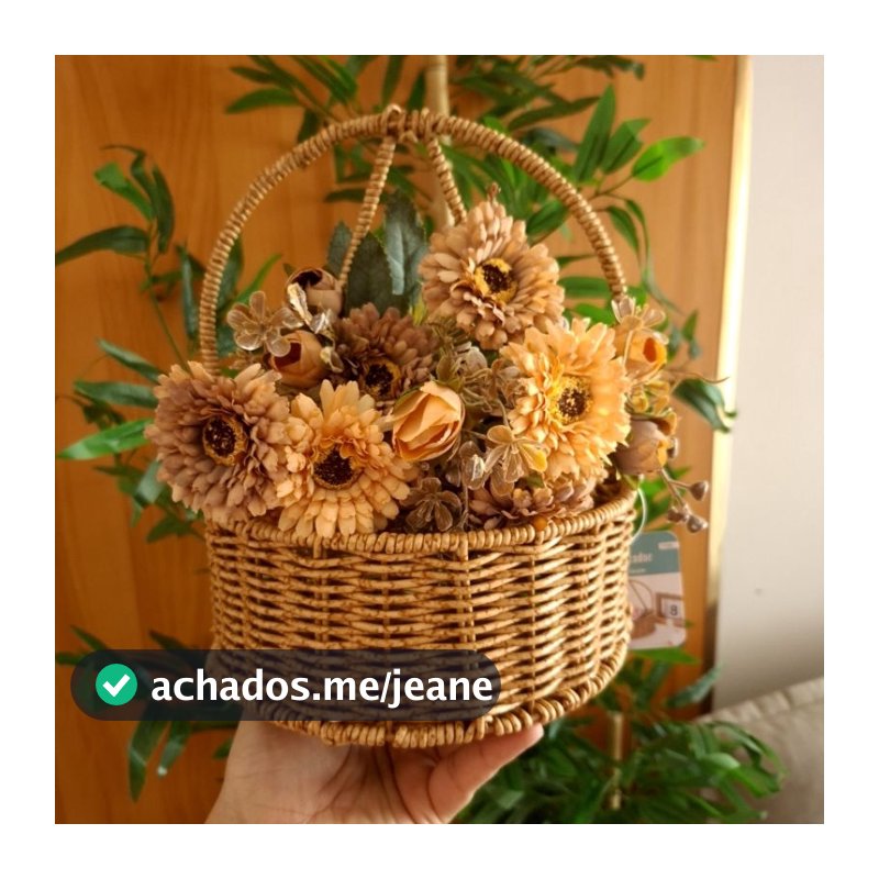 CESTA COM ALÇA MULTIUSO ESTILO RATTAN JARDIM