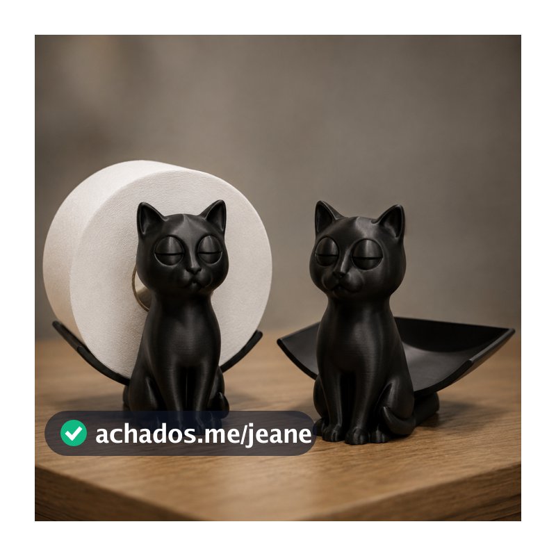 Suporte Para Papel Higiênico Gatos Porta Acessórios de Banheiro