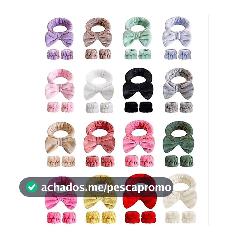 KIT 3PCS FAIXA DE CABELO E PUNHO PARA SKINCARE MAQUIAGEM