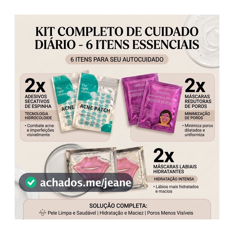 Kit Skincare Máscara Labial Hidratante + Patch Acne Adesivo Secativo Espinhas Anti Acne