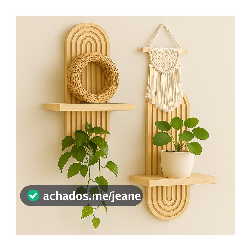 Prateleira Decorativa Suspensa de Parede em Madeira Pinus  com Design Moderno para Plantas e Objetos