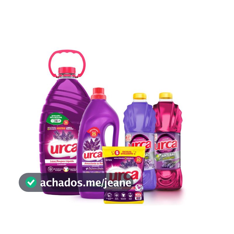 Kit Urca Lavanda - Lava Roupas Líquido, Amaciante, Sabão em pó e Desinfetante