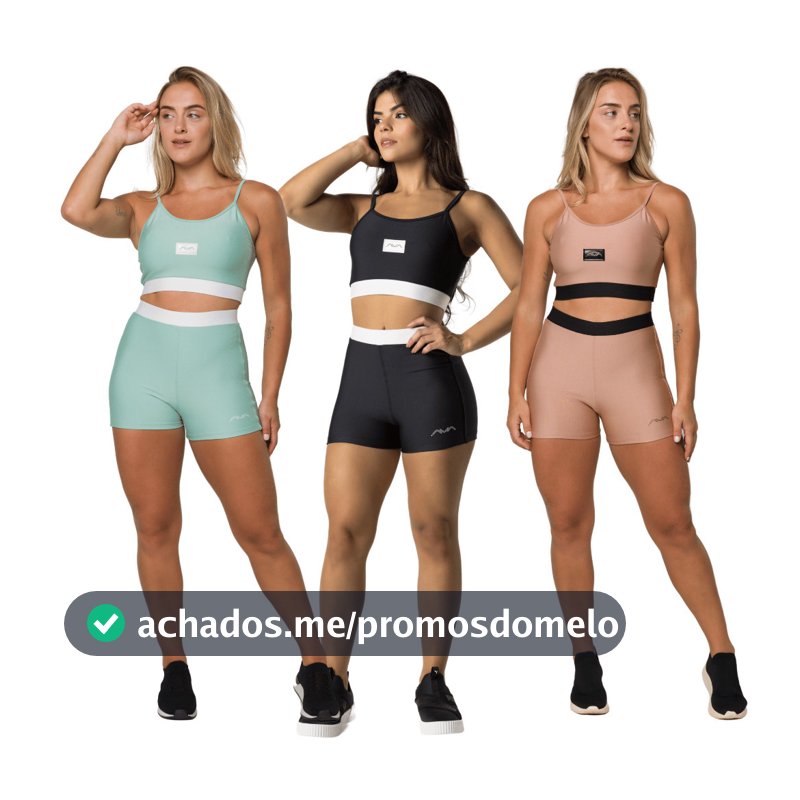 Conjunto Feminino Academia Suplex Poliamida Top e Short Com Elástico No Cós AVA Fitness