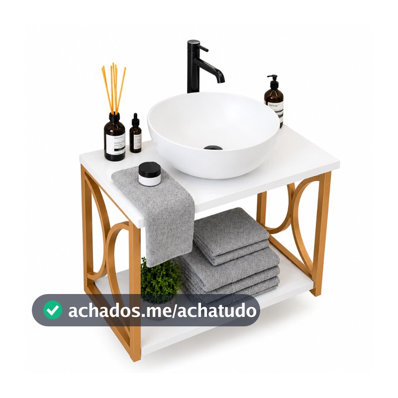 Gabinete Banheiro Estilo Industrial + Cuba Sobreposta MDF Armário + Pia Moderno Compacto Premium