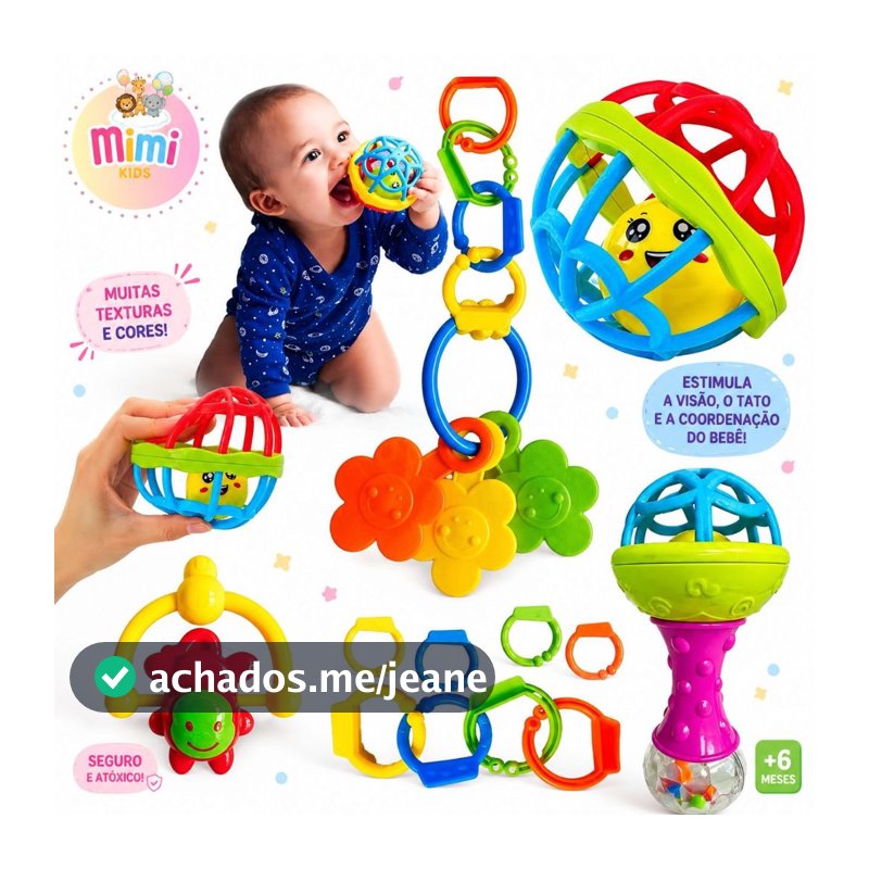 Mordedor para Bebe Sensorial Macio com Chocalho