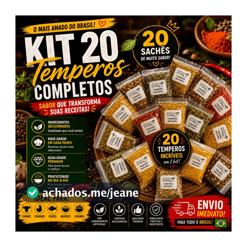 Kit com 20 unidades de Temperos e Condimentos para sua Cozinha temperos e condimentos