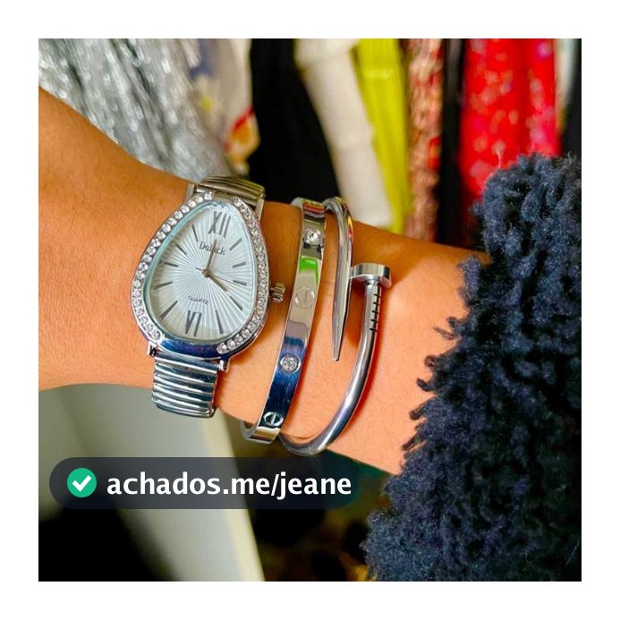 Relógio E Pulseiras Prata/Dourado Aço Inoxidável Blogueira Tendência Conforto Charme Elegância Moda