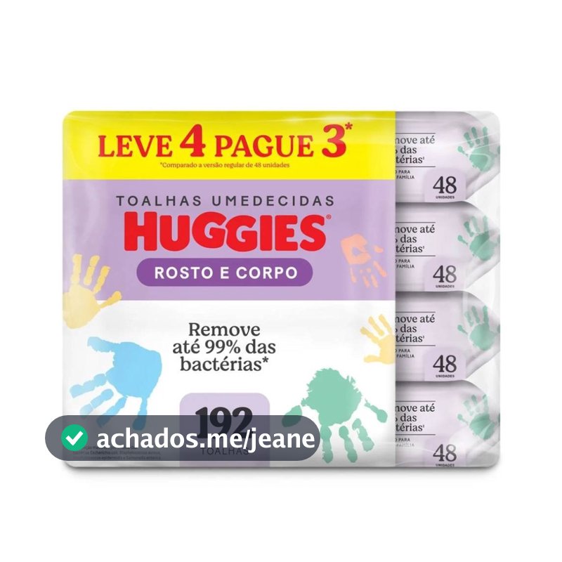 Lenços Umedecidos Huggies Rosto E Corpo Limpeza Leve 4 Pague 3 - 192 Unidades