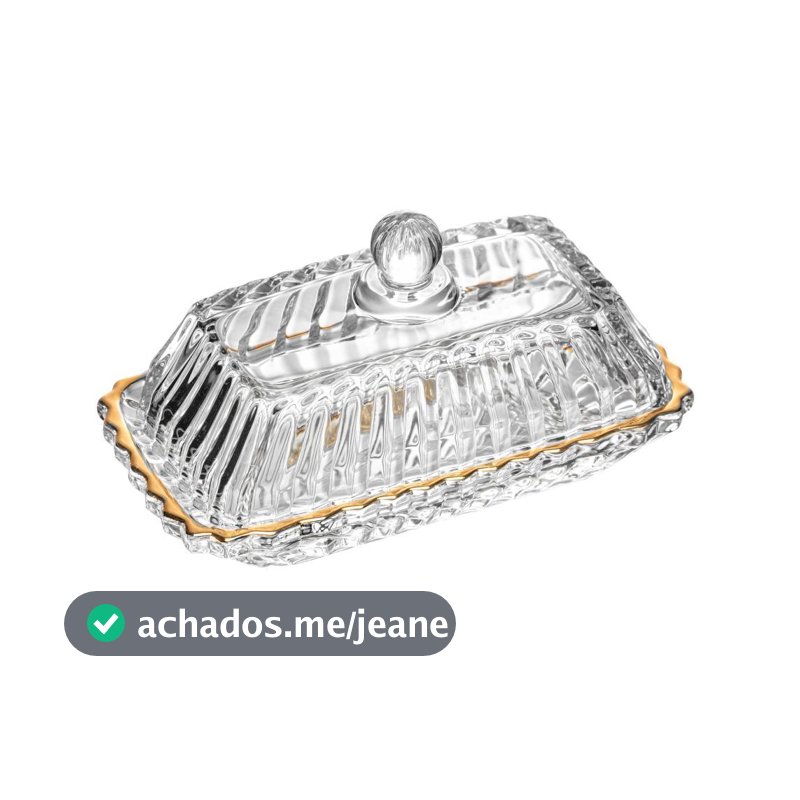 Manteigueira Imperatriz de Cristal com Fio de Ouro Wolff Manteigueira para Mesa Posta Café da Manha e Chá Qualidade Casa