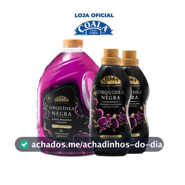 Kit Coala Laundry 1 Lava Roupas 3L + 2 Amaciante - Orquídea Negra