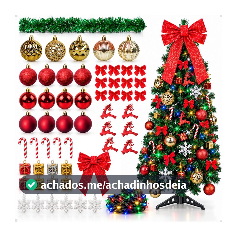 Kit Completo Árvore De Natal Decorada 120 Galhos+Enfeites+Brinde Natal 2026 Decoração tendência VD