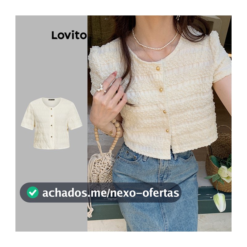 Lovito Elegante Casaco Com Botão Liso Frontal Para Mulheres LNE11087 (Multicolorido)