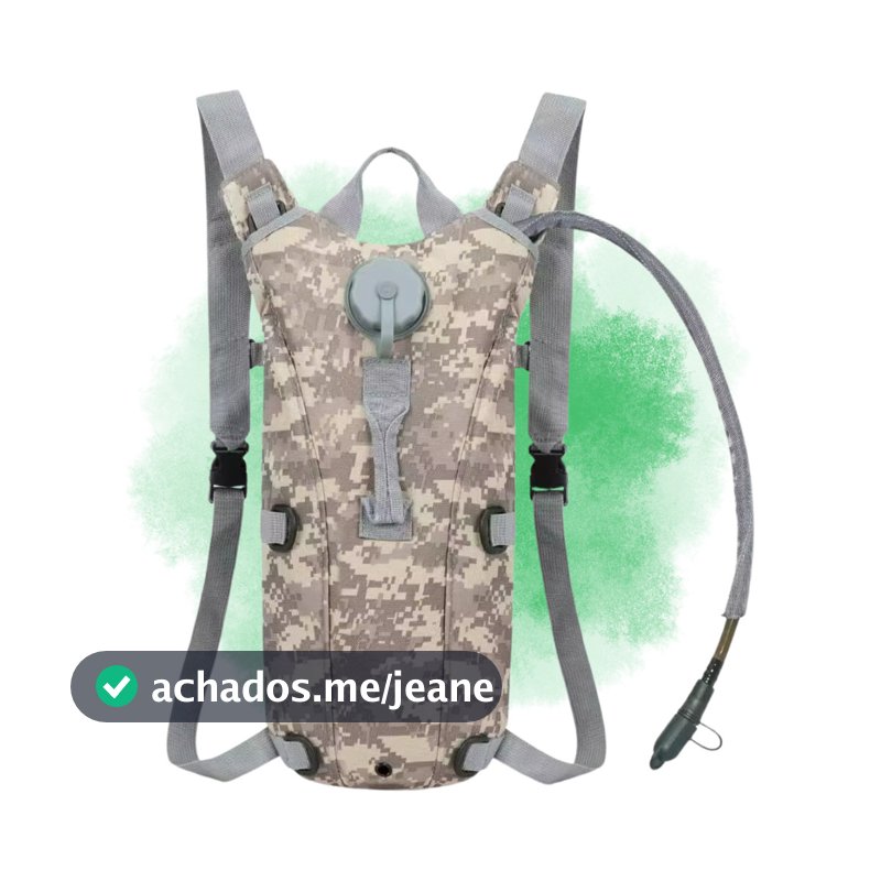 Mochila Hidratação Tática Camuflado Cinza Com Refil D'água 3L Bicicleta Bike Ciclismo Corrida Trilha Térmica Tumblr