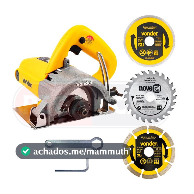Kit Serra Mármore Vonder Smv1300s Tipo Makita + 3 Discos de Corte