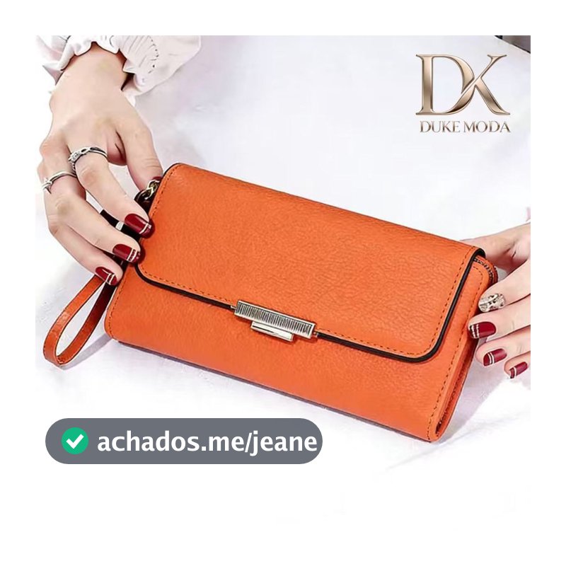DUKE Carteira Longa Feminina com Fechamento Metálico-Design Elegante em Couro com Textura,Alça Ajustável com Fivela