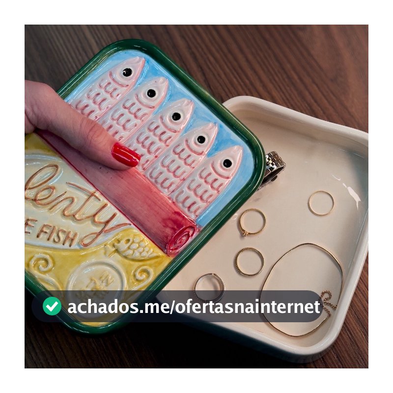 Lata Decorativa Cerâmica Organizador Luxo Sardine Retro