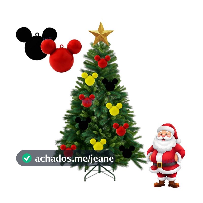 50 Enfeites P/ Árvore de Natal Mickey Minnie Decoração Natalina Lembrancinha Festa Bola Acrilica Kit