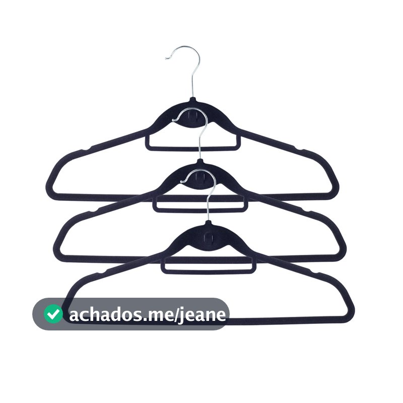 Kit de 24 Cabides de Veludo Preto - Oikos
