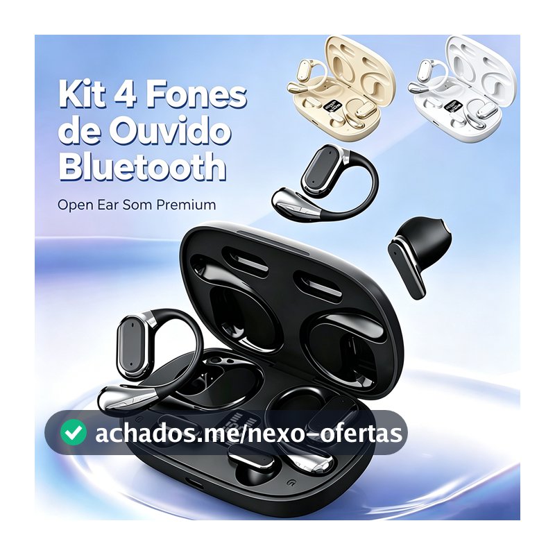 Kit 4 Fones De Ouvido Clipe De Orelha Bluetooth LED Display Inteligente On-Ear 5.4 uriculares TWS -B6