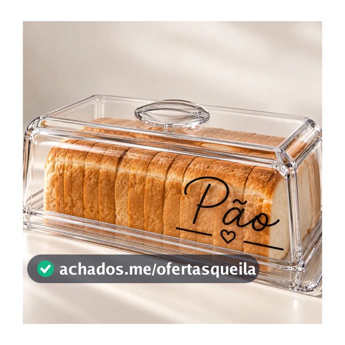 Cesto Porta Pães De Forma Cristal Premium Com Tampa Moderna
