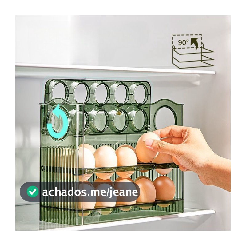 Porta Ovos de 3 andares Bandeja Dispenser Rolante Organizadora ate 30 Unidades