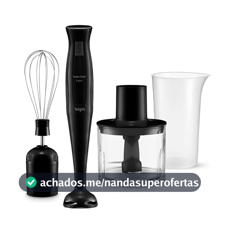 Mixer Elétrico Triturador Desmontável Liquidificador Chef MIX-20 3 em 1 200W  Preto Elgin - 127V