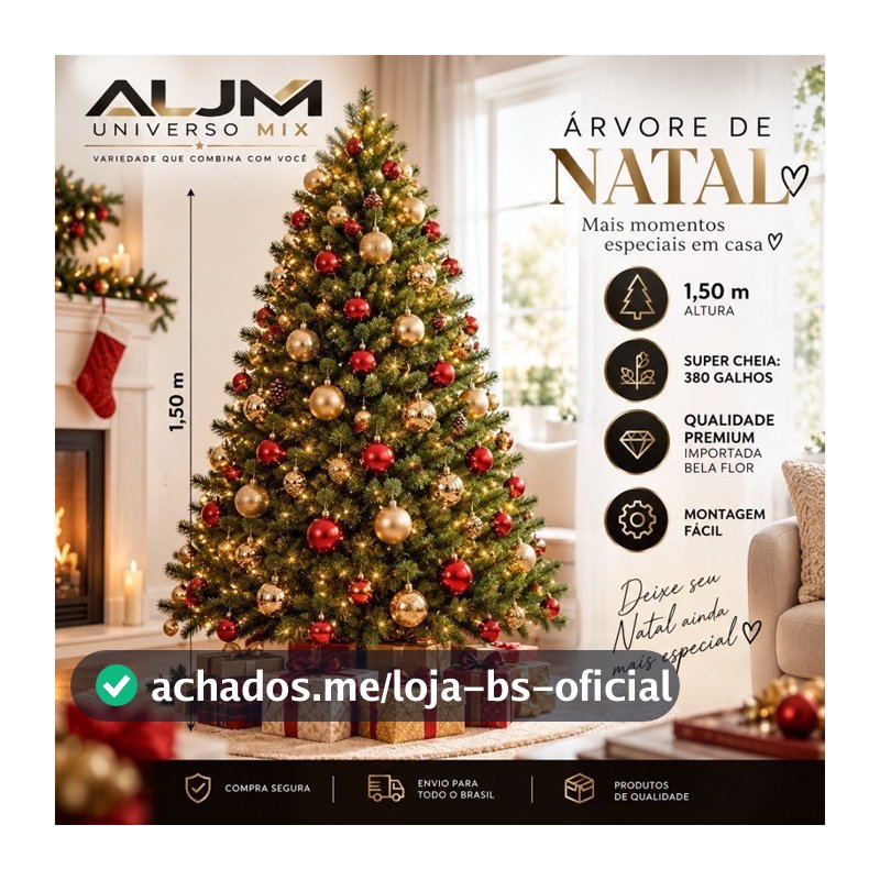 ÁRVORE DE NATAL EXCLUSIVA 2 metros mais de   380 Galhos – O Toque Mágico que a Sua Sala de Estar Merece! 🎄✨