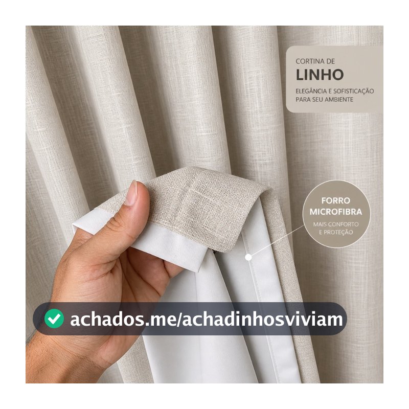Cortina Sala e Quarto Linho com Forro Microfibra Premium de Luxo