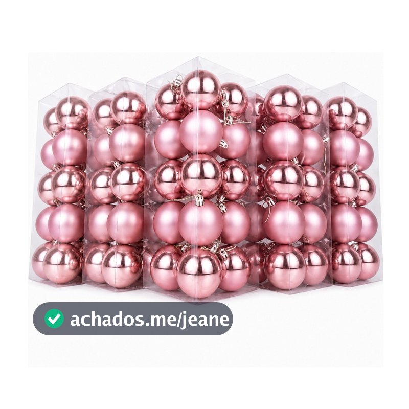 Kit 36 Bolas de Natal Rosa Pink 6cm 20 Lisas 16 Foscas Enfeite para Árvore Decoração Natalina Rose Menina Decoração Casa