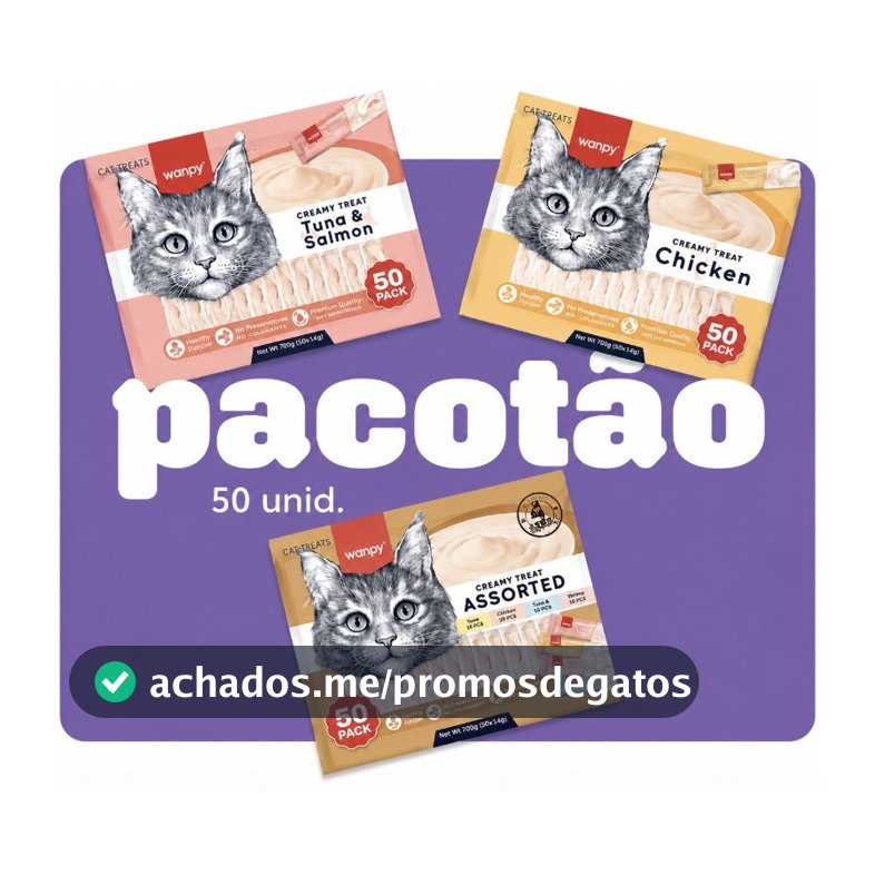 Creamy Wanpy Petisco Cremoso Para Gatos 14gx50 Tubos 700g Sabores Sortidos