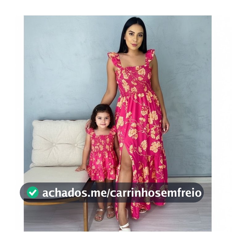 KIt tal mãe e filha  vestido longo florado lastex delicado