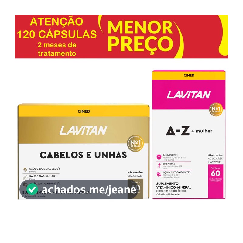 Kit Hair Lavitan Cabelos e Unhas c/60 + Lavitan A-Z Mulher c/60