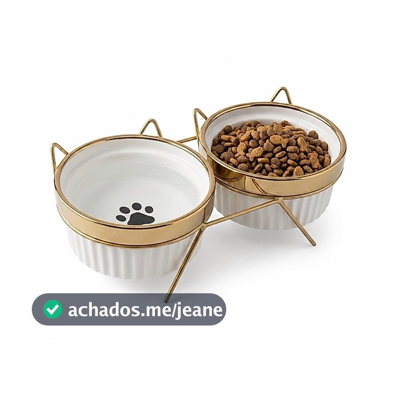 Comedouro  Bebedouro duplo elevado ceramica Caes Gatos Pets persa