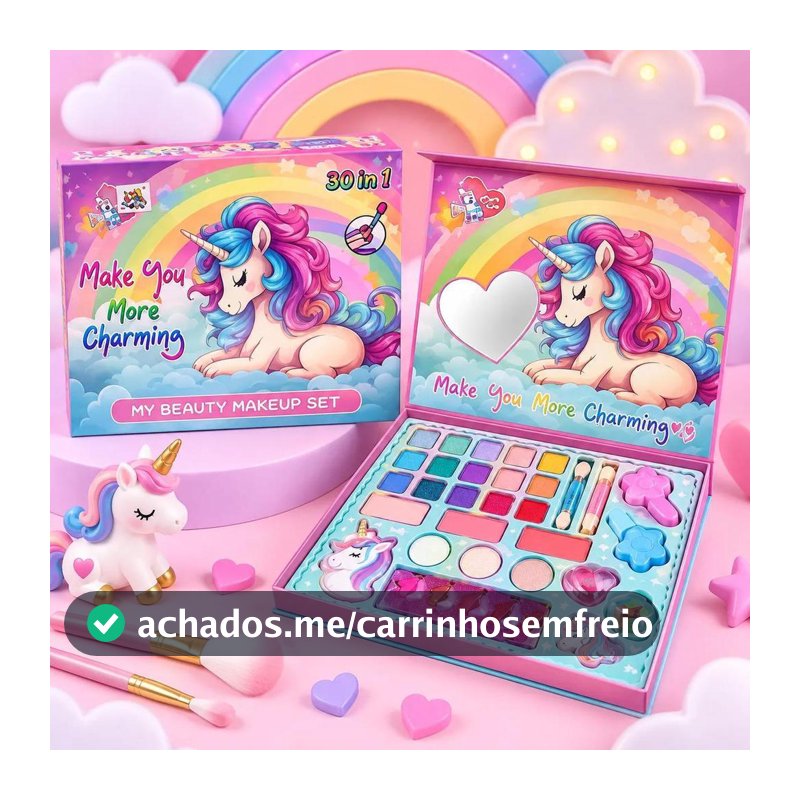 Kit De Maquiagem Infantil Completo Unicórnio Mágico