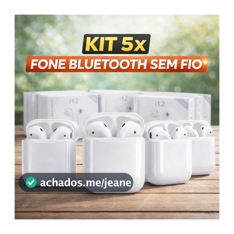 Conjunto de 5 fones de ouvido sem fio Bluetooth TWS, som estéreo, fáceis de usar