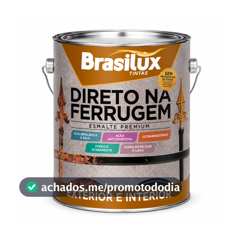 Esmalte Direto na Ferrugem 3,6L Brasilux – Alta Proteção | Máxima Aderência | Várias Cores