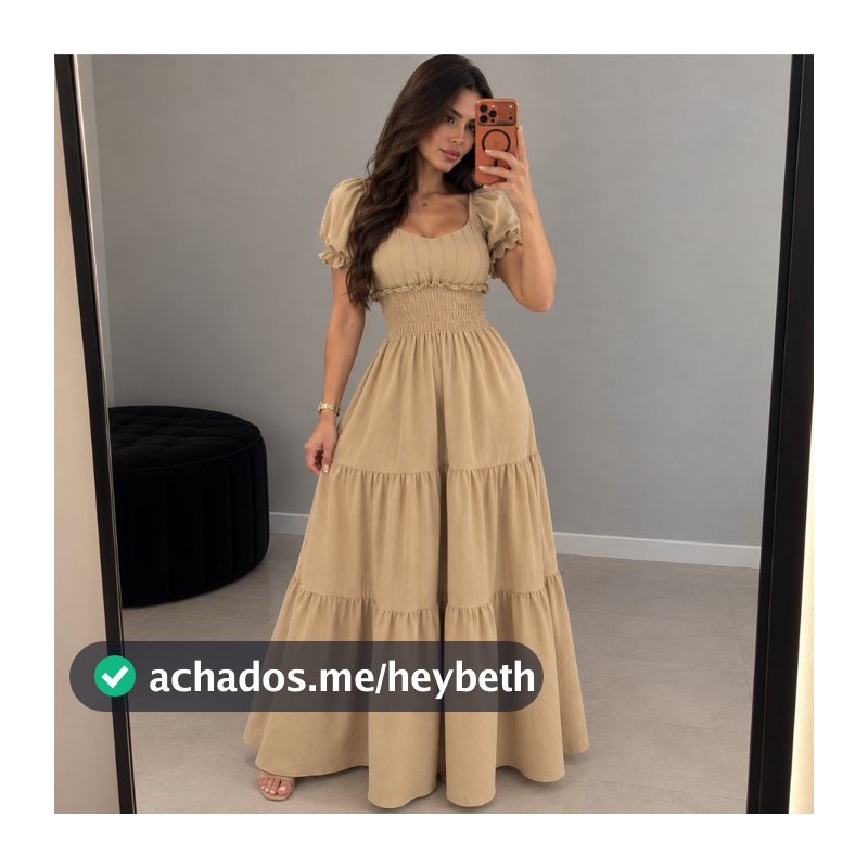 Vestido Longo Feminino De Manga Curta com Bojo Três Marias - Maxma 8410