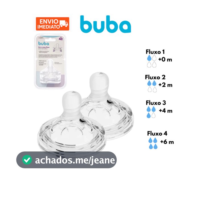 Kit 2 ou 6 Bicos Mamadeira Buba Fluxo 1, 2, 3 e 4 Silicone Anticólica Crescimento Bebê