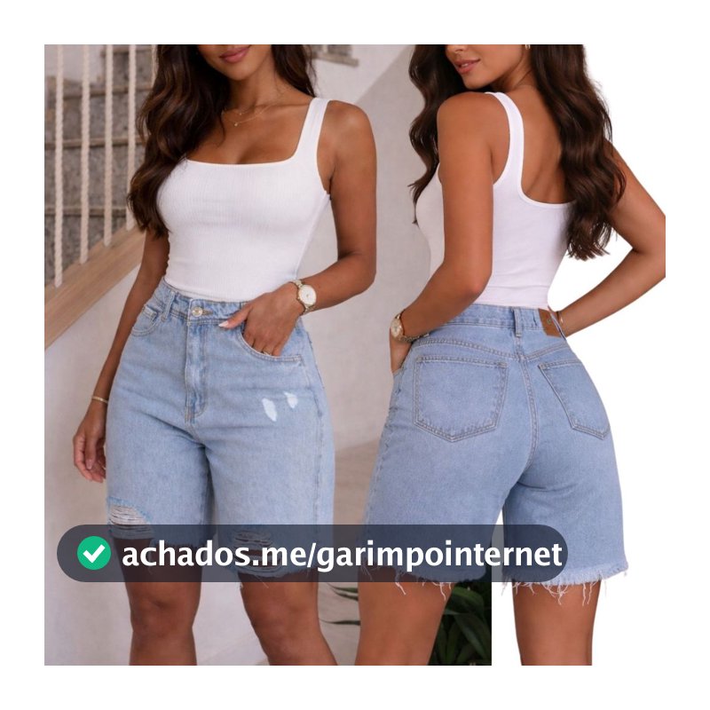 Bermuda feminina Jorts 100% Algodão Cintura Alta Meia coxa Ciclista Jeans Premium Marmorizada Short Tendência Verão