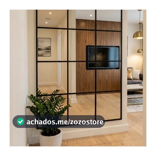 Painel de Espelho Decorativo Moderno 12 Unidades 20cm x 20cm Contemporâneo para Sala de Estar