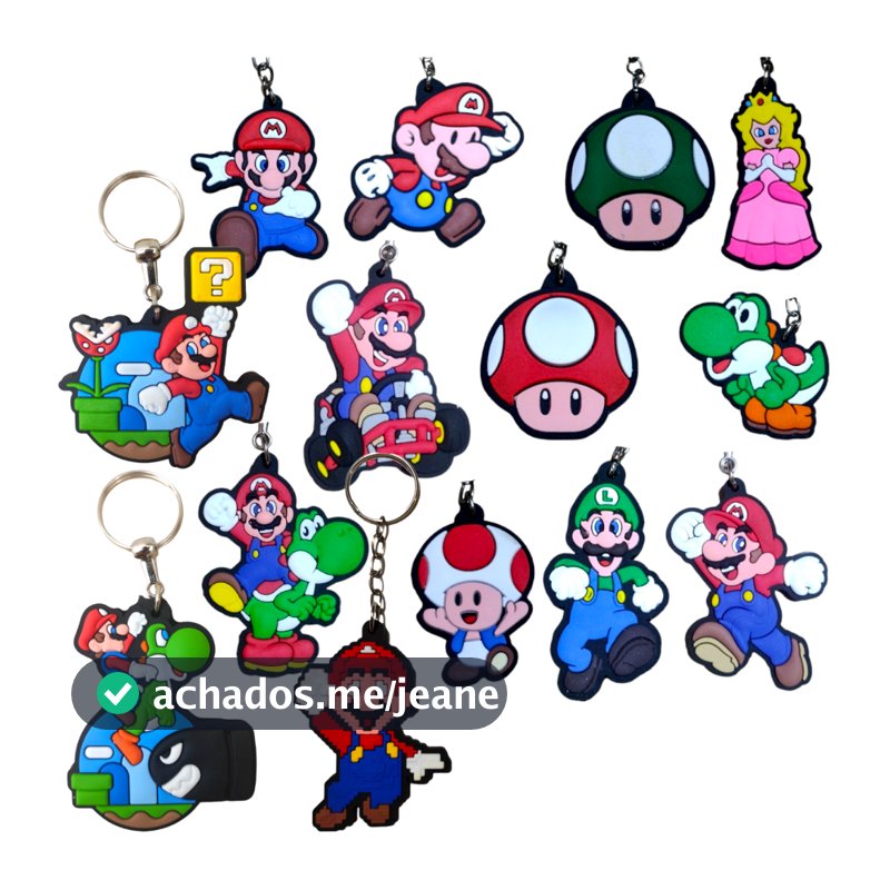Chaveiros Emborrachados Geek Nerd Alta Qualidade Super Mario Peach Toad Yoshi Colecionável